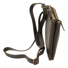 Full-grain calfskin leather shoulder bag - Black