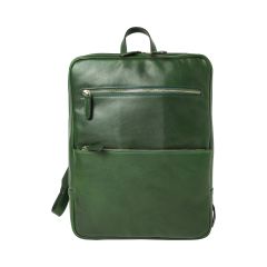 Leather backpack with trolley strap-Green
