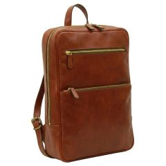 Zaino in pelle con fascia per trolley - Mogano