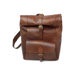 Full grain leather back pack - chestnut