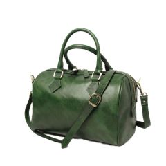 Bauletto due manici in pelle - Verde