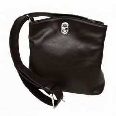 LEATHER BUCKET BAG - DARK BROWN