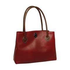 WOMAN’S TWO-HANDLE BAG IN TWO -TONE FULL-GRAIN LEATHER-RED