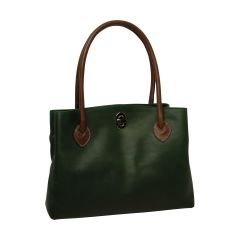 WOMAN’S TWO-HANDLE BAG IN TWO -TONE FULL-GRAIN LEATHER-GREEN