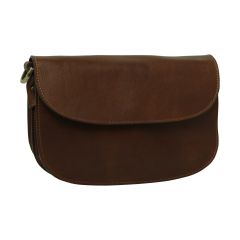 Two-sided shoulder bag in full-grain calfskin –Chestnut