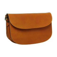 Two-sided shoulder bag in full-grain calfskin –Yellow Ochre