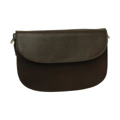 Two-sided shoulder bag in full-grain calfskin -Dark Brown