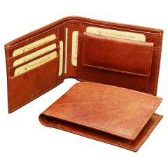 Cowhide leather wallet - Brown with RFID