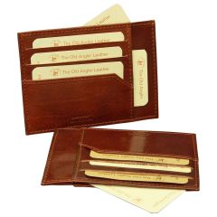 Leather credit card holder - Brown with RFID