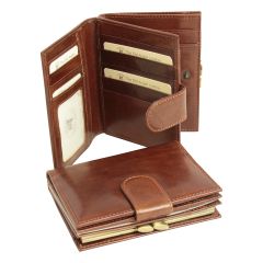 Three part leather wallet with coin pocket - Brown