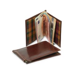 Full grain leather money clip - brown