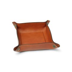 Leather valet tray - orange