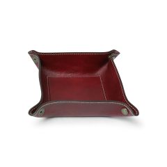 Full grain leather valet tray - red