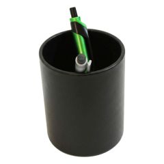 Leather pen cup - black