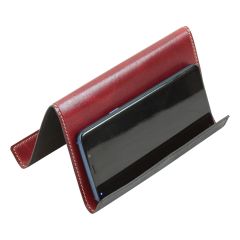 Leather ipad and iphone stand - red
