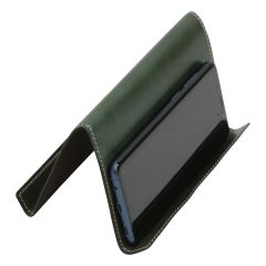 Leather ipad and iphone stand - green