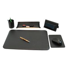 Set da scrivania in pelle - 5 pz   nero