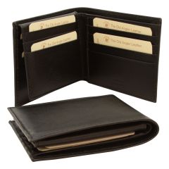 Leather Bifold Wallet - Black with RFID
