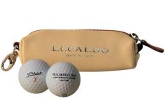 Selective Leather Golf Ball Holder - Sandy Brown/Brown