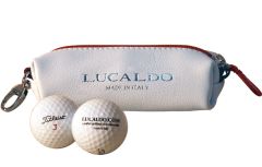 Selective Leather Golf Ball Holder - Red/White
