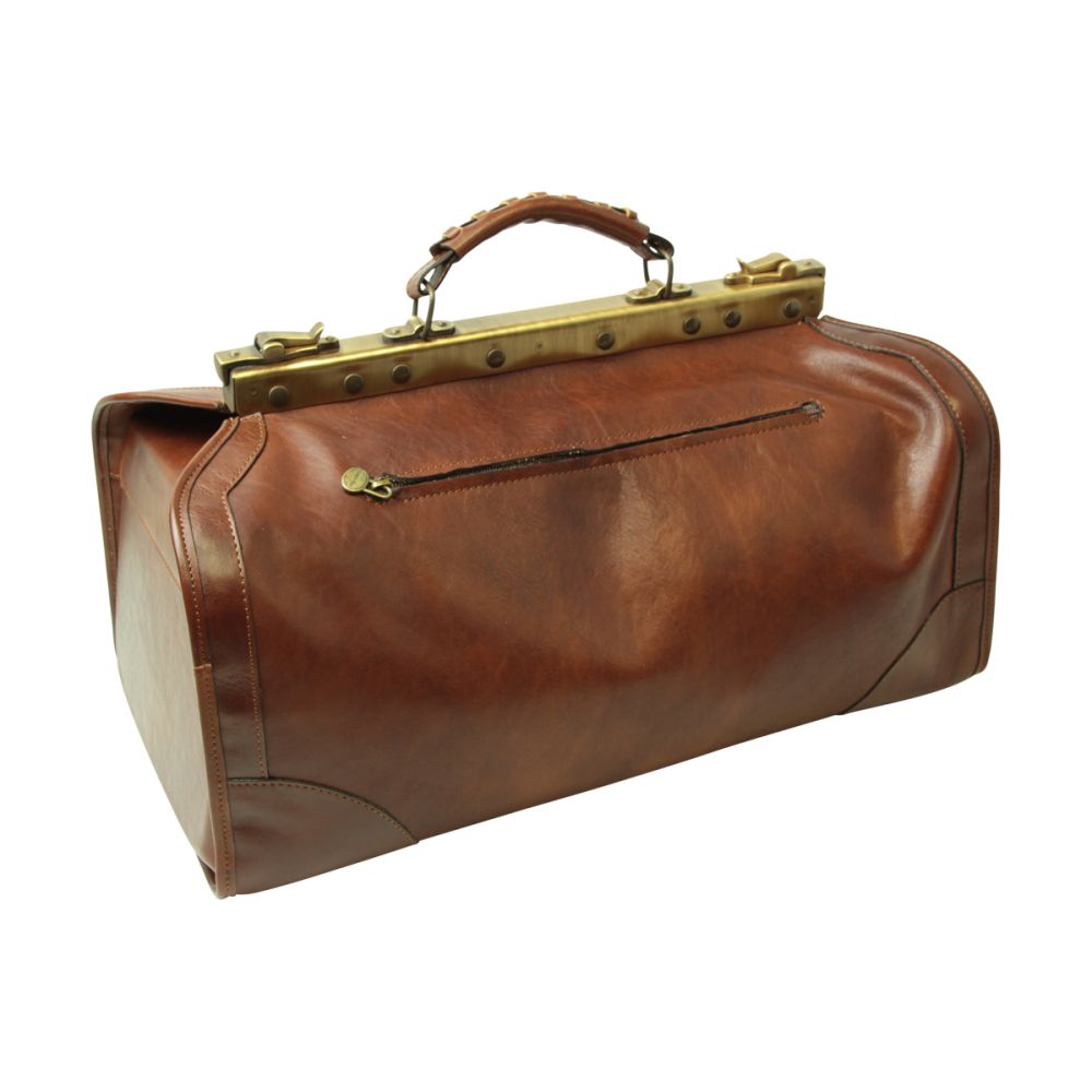 Borsa Utility Multiuso In Cuoio Pieno Fiore Fatta A Mano Hide & Drink - Marrone Bourbon, Con Cerniera YKK - 3