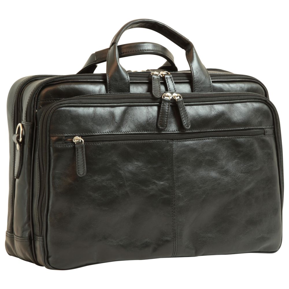 Italian Leather Briefcase - Black | 209589NE US | Old Angler Firenze