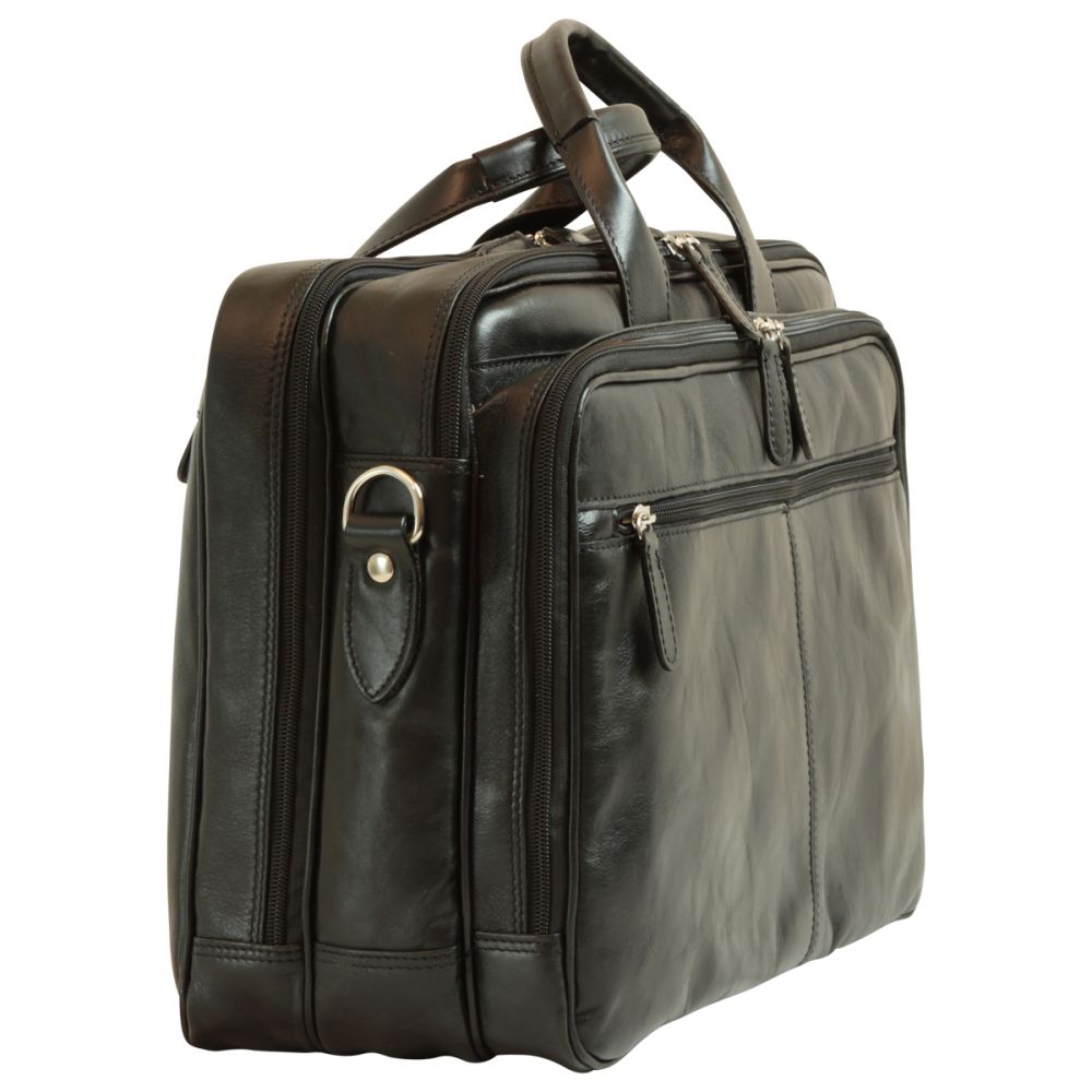 Italian Leather Briefcase - Black | 209589NE US | Old Angler Firenze