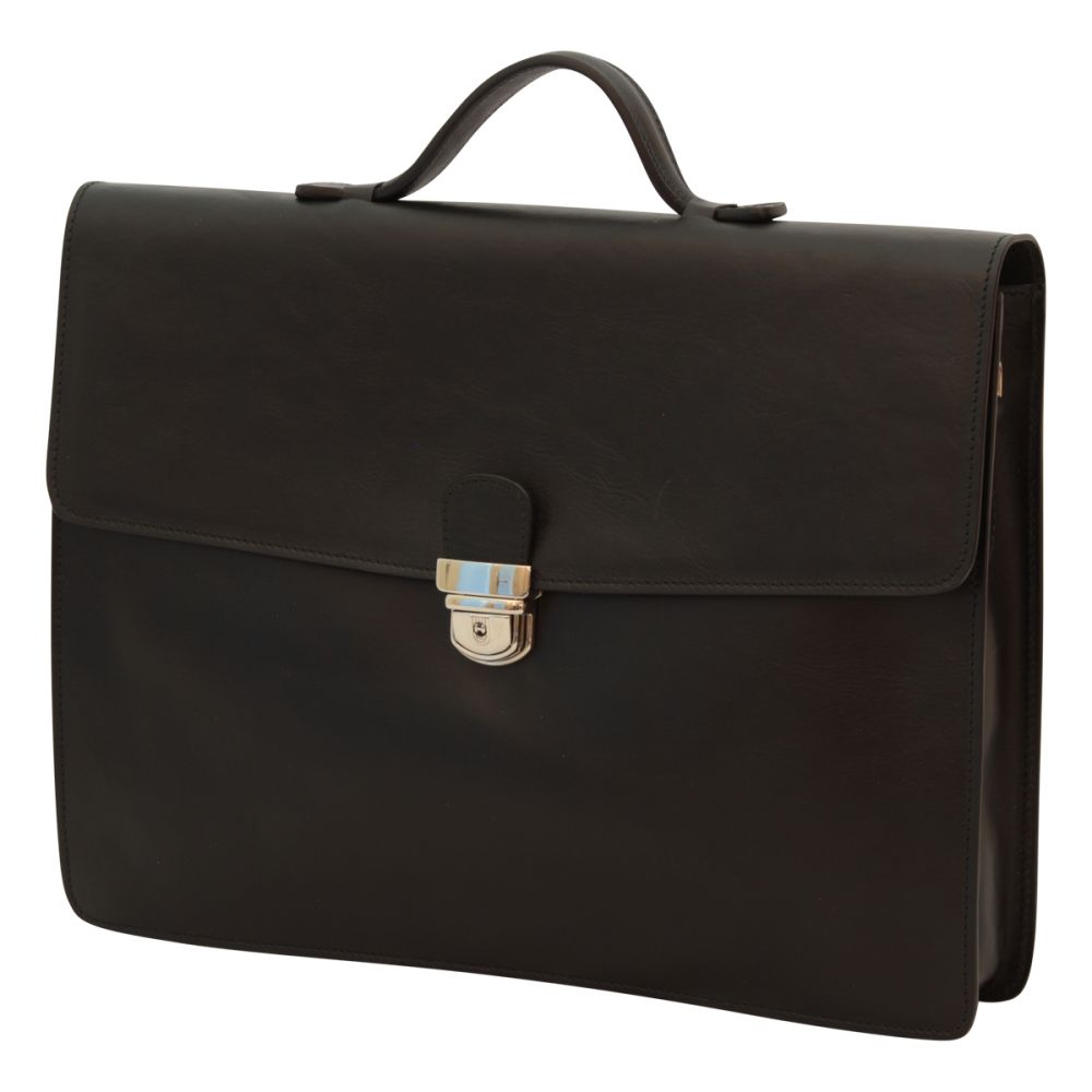 Business leather briefcase black | 407589NE US | Old Angler Firenze