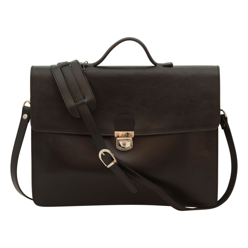 Business leather briefcase black | 407589NE US | Old Angler Firenze