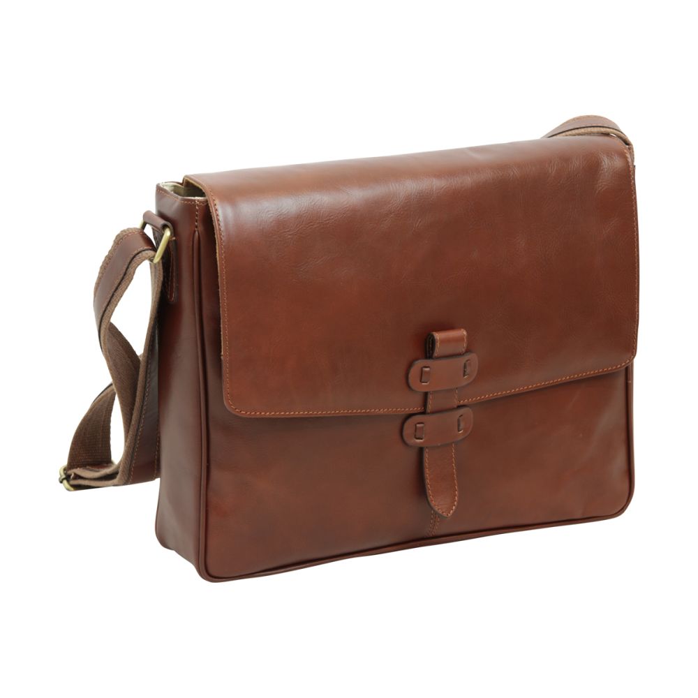 Cowhide Leather Messenger - Brown | 412289MA US | Old Angler Firenze
