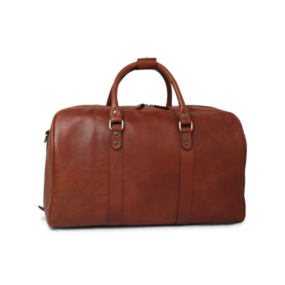 Full grain leather large travel bag - brown *|414991ma|Old Angler