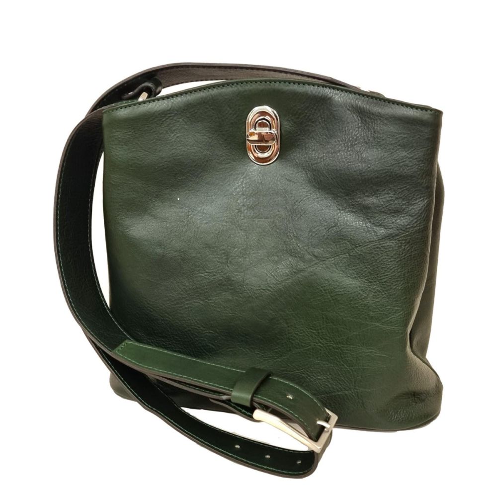 【新品未使用】anytee Vintage Leather Bag LEATHER BUCKET BAG-GREEN|416391VE|Old Angler Firenze
