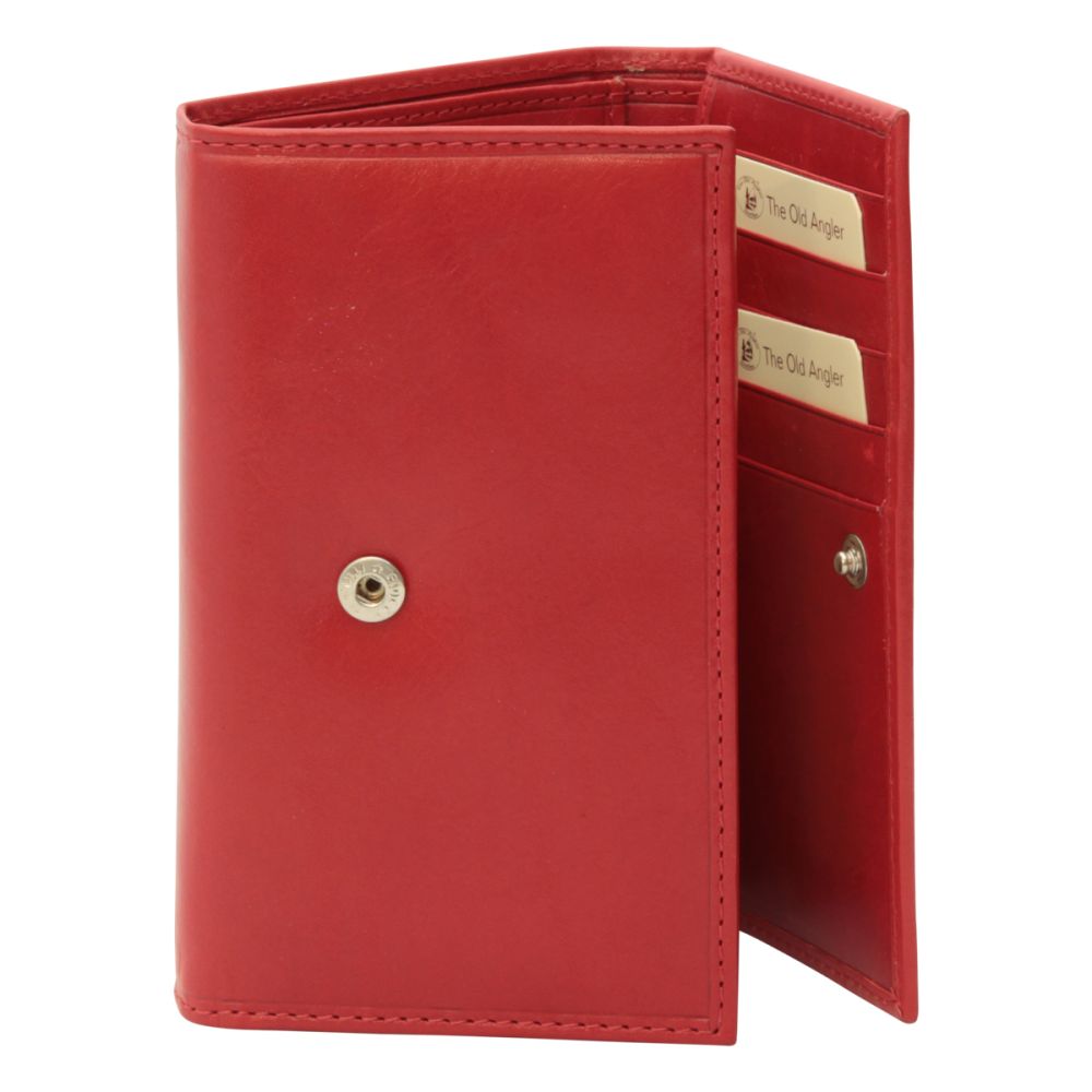 URBAN FOREST Celia Red Leather Wallet For Women - RFID Blocking Tri-Fold Clutch