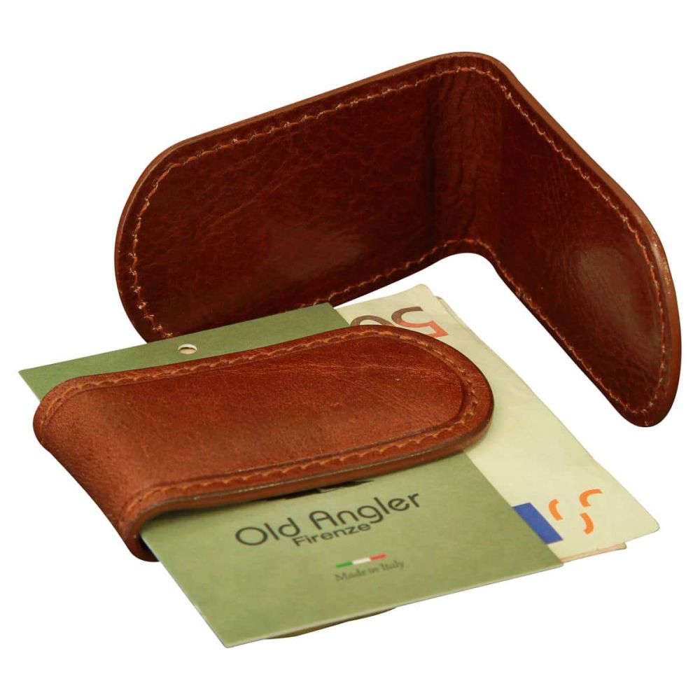 Leather Money Clip - Brown | 809005MA US | Old Angler Firenze