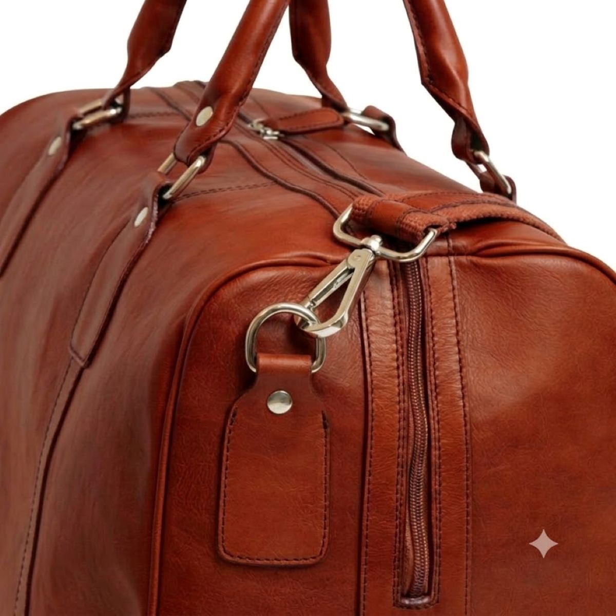 Full-grain leather duffel bag with trolley -Teak|001591TK|Old Angler Firenze