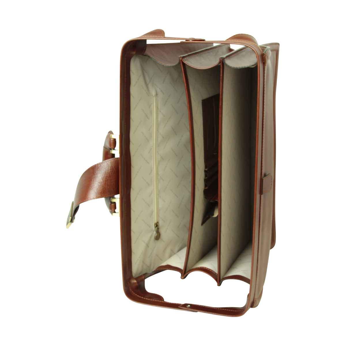 Leather Briefcase with 3 compartments - Brown | 005105MA US | Old Angler Firenze