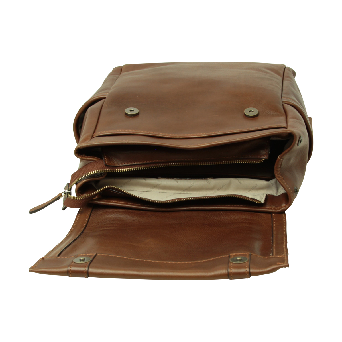 Leather laptop backpack - chestnut|030861CA|Old Angler Firenze
