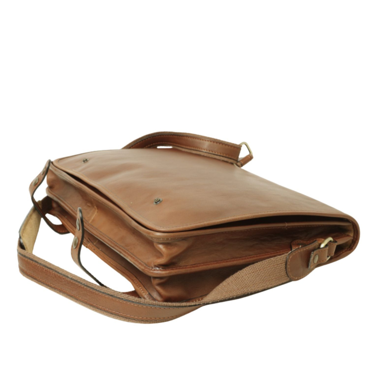 Calfskin Leather Messenger Bag-Chestnut|031361CA|Old Angler Firenze
