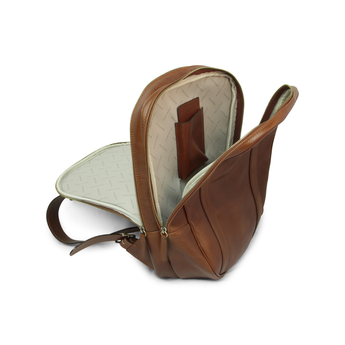 Soft Calfskin Leather Laptop Backpack-Chestnut|031461CA|Old Angler Firenze