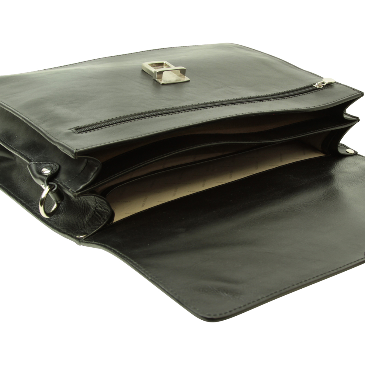 Leather Laptop Briefcase - Black | 052889NE US | Old Angler Firenze