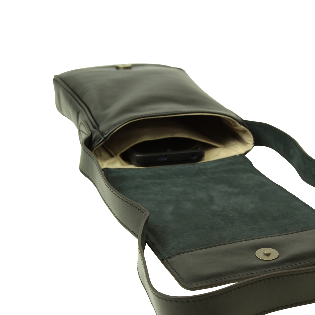  Cowhide leather cross body bag- Black|070889NE|Old Angler Firenze