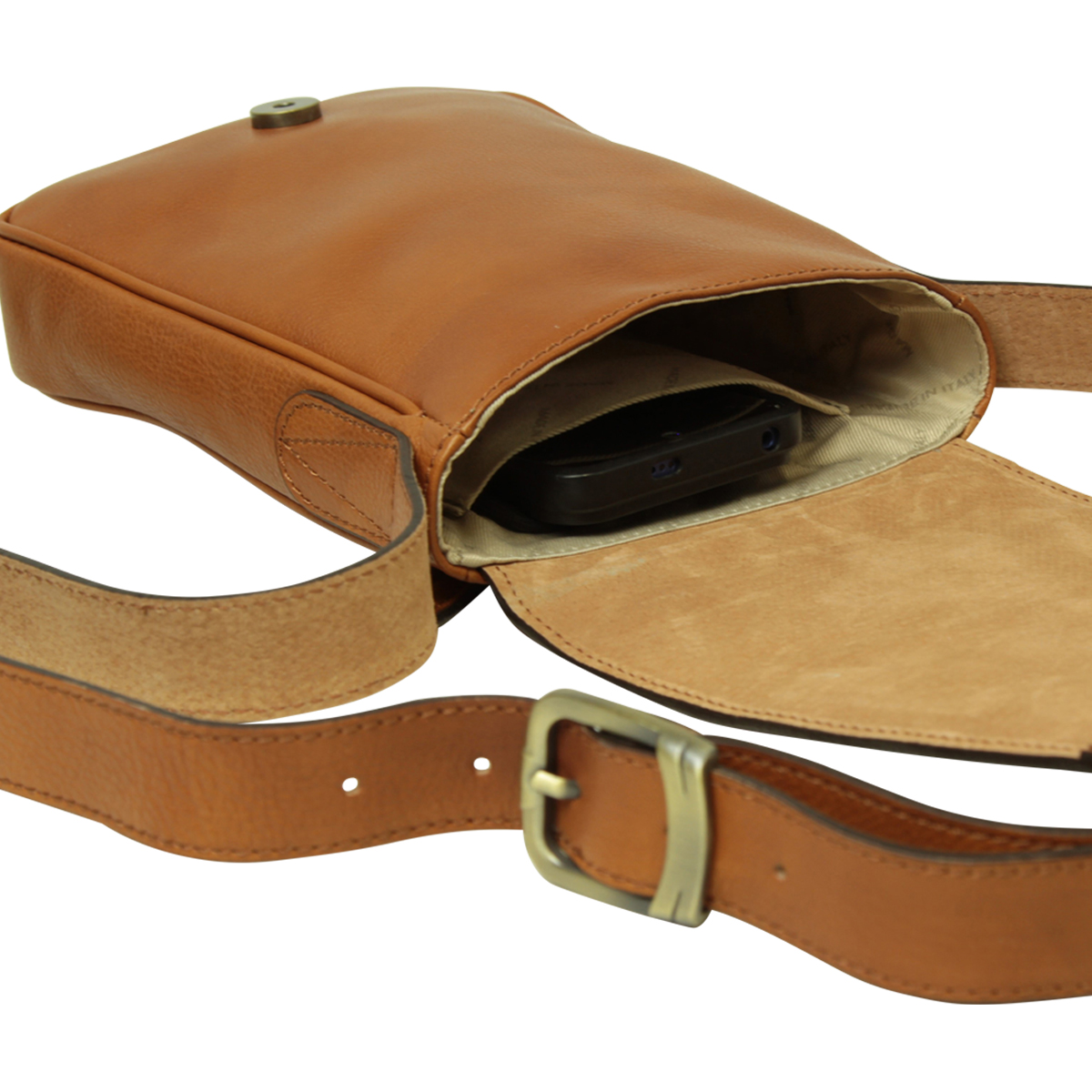 Cowhide leather cross body bag- Brown Colonial|070891CO|Old Angler Firenze