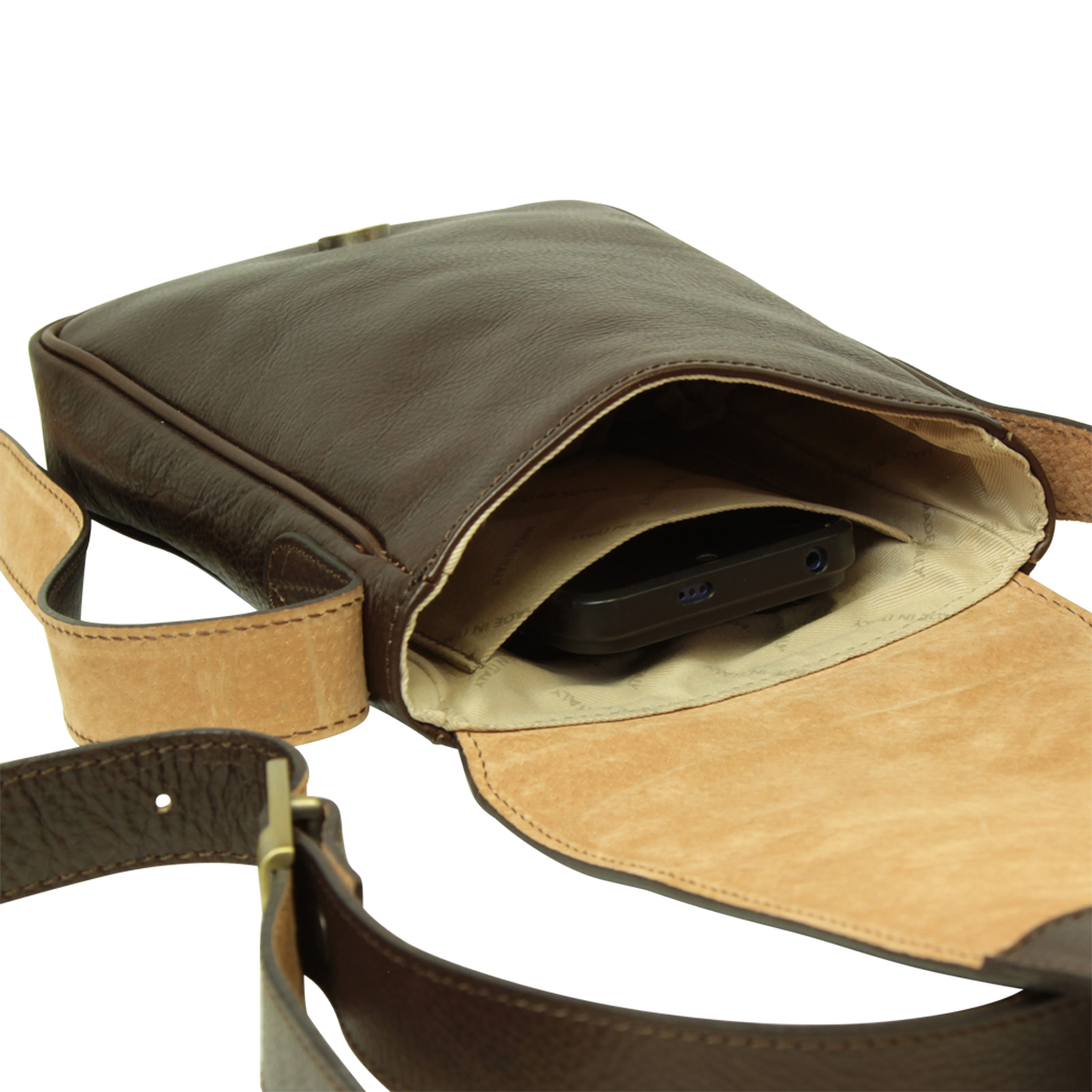 Cowhide leather cross body bag- Dark Brown|070891TM|Old Angler Firenze