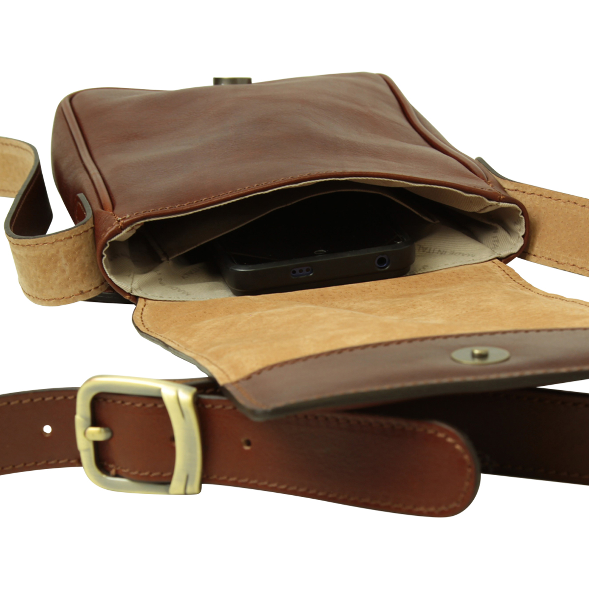 Cowhide leather cross body bag - Brown | 070805MA US | Old Angler Firenze