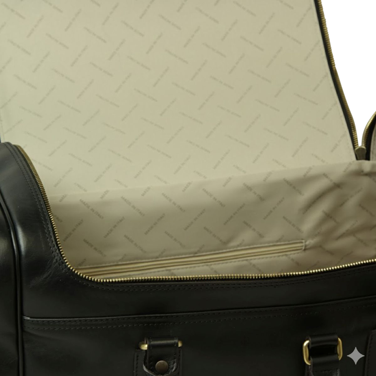 Round Metal Zip Leather Travel Bag - Black | 077889NE US | Old Angler Firenze