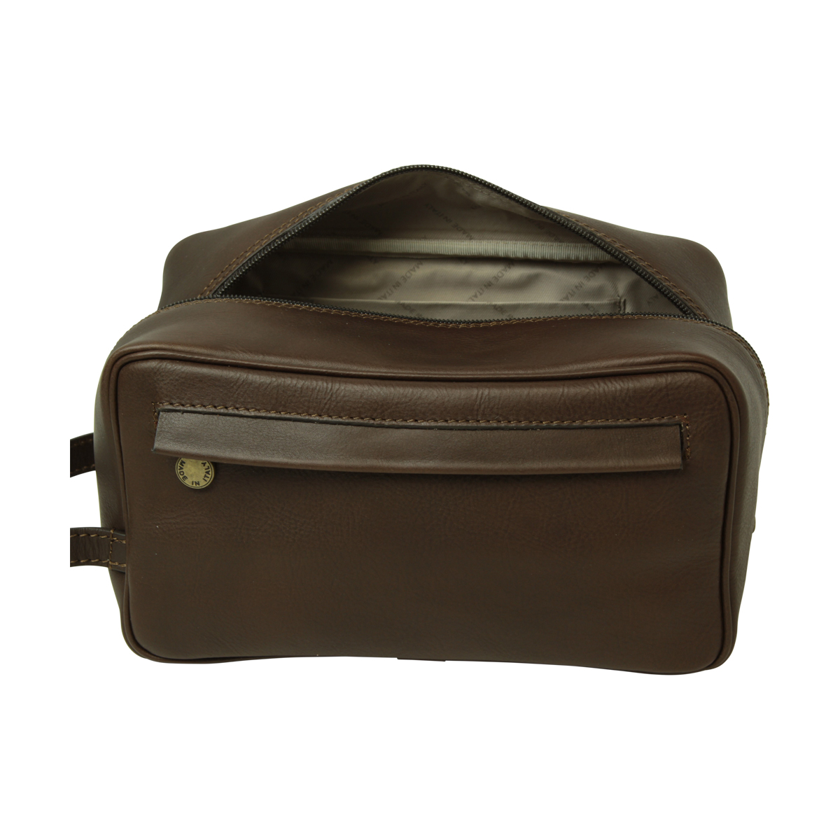 Full-grain calfskin leather beauty case - Dark brown- 078989TM | 078989TM US | Old Angler Firenze