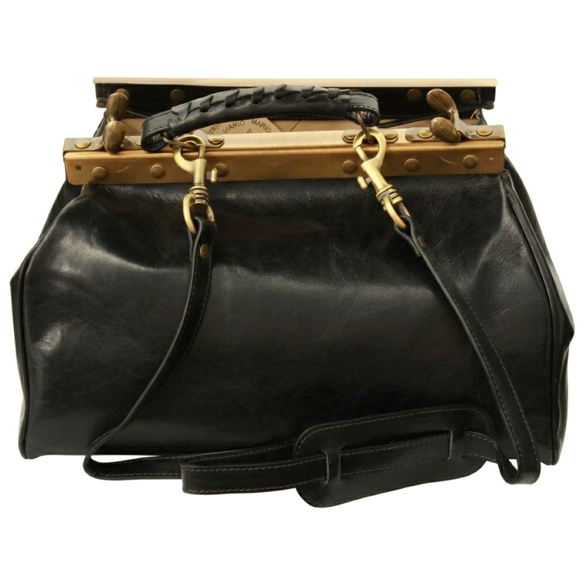 Leather Zipper Bag – Black              |084889NE|Old Angler Firenze