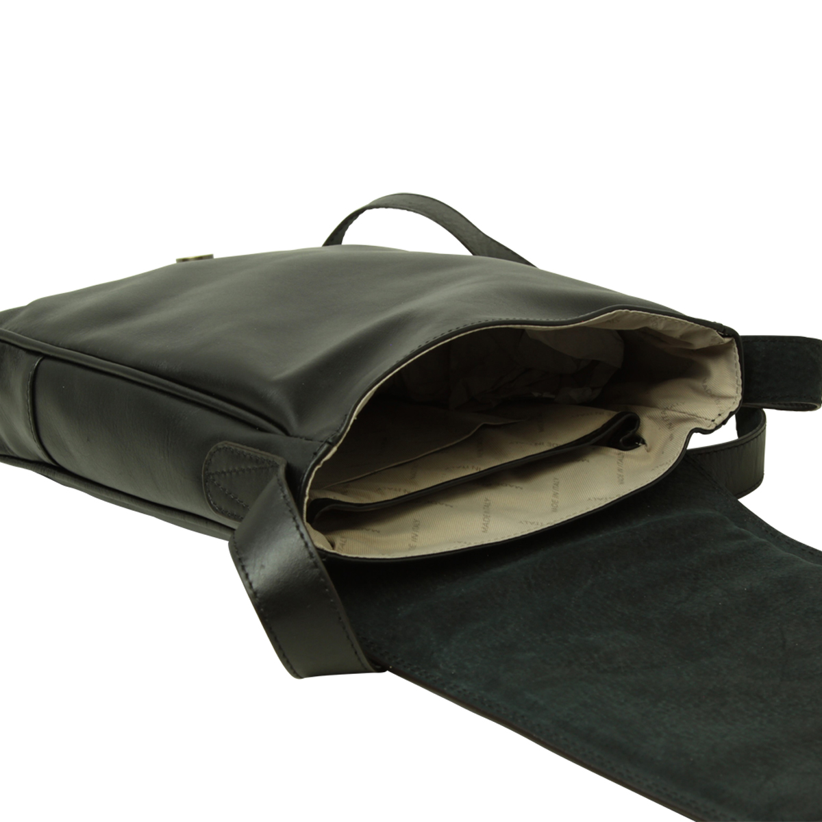 Leather Satchel Bag for I-Pad - Black | 087389NE US | Old Angler Firenze