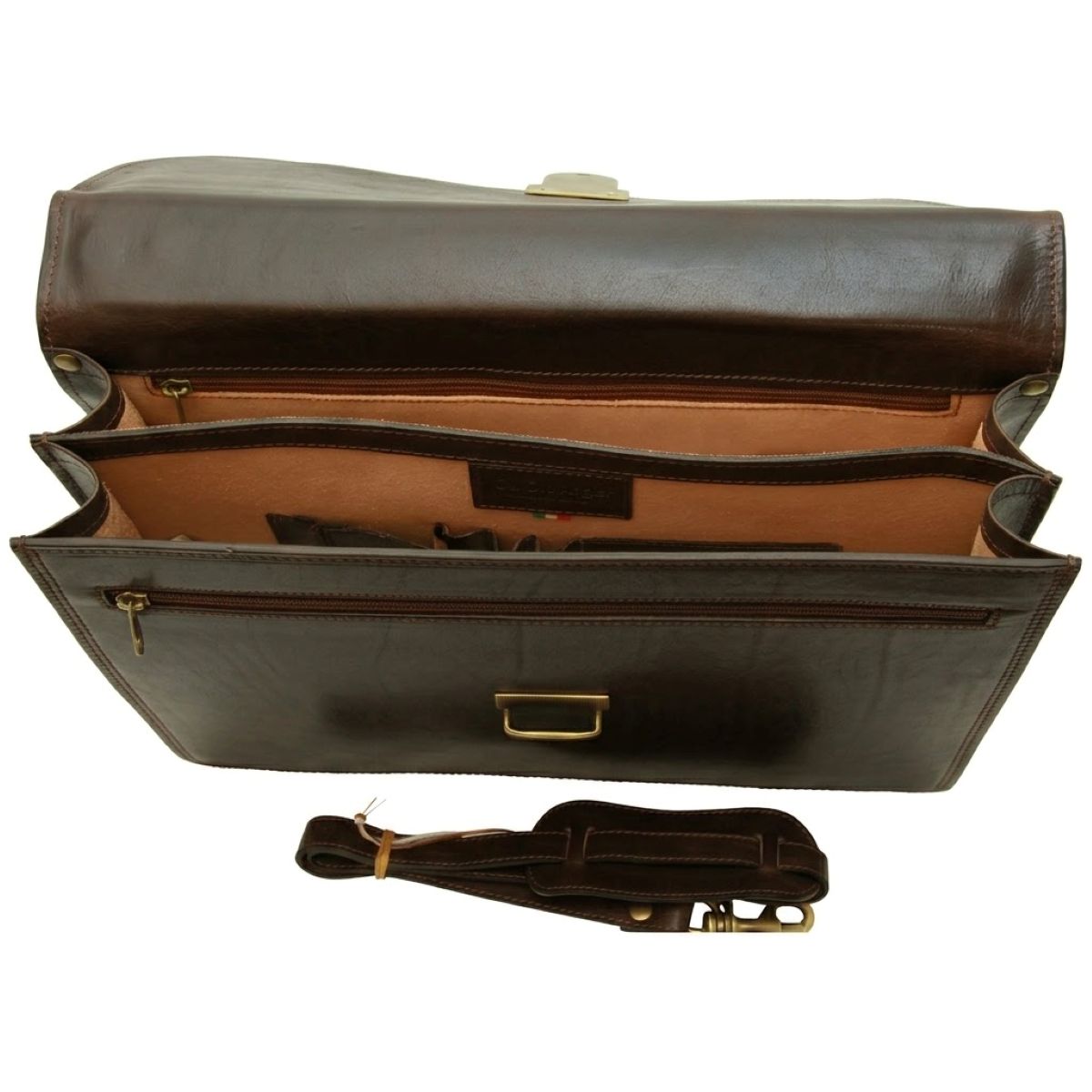 Vachetta Leather Briefcase - Dark Brown|200191TM|Old Angler Firenze