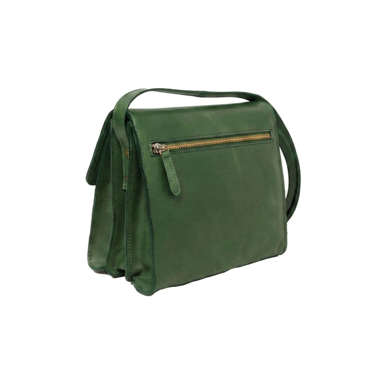 Full grain calfskin shoulder bag - Green|209391VE|Old Angler Firenze